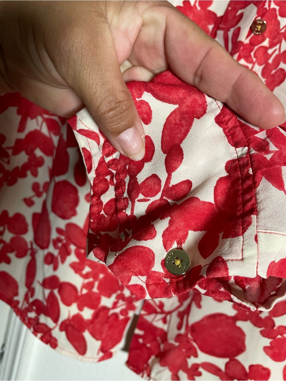 Tory Burch Silk Blend Tunic Blouse Top Women's Shirt Red Floral Size 14 - Picture 6 of 6